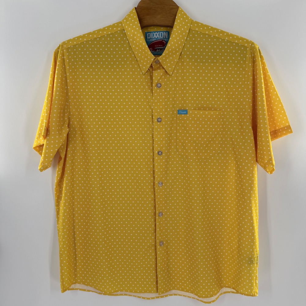 Dixxon‎ Flannel Co The Milton Yellow Polka Dot Short Sleeve Button Up Shirt Mens